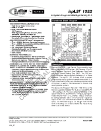 Datasheet ispLSI1032-60LJI manufacturer Lattice